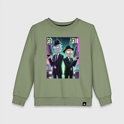 Свитшот хлопковый детский Рик и Морти крутые гангстеры - нейроарт, цвет: авокадо