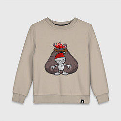 Свитшот хлопковый детский Новогодняя затея, цвет: миндальный