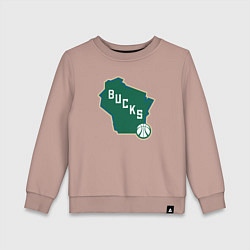 Свитшот хлопковый детский Bucks team, цвет: пыльно-розовый