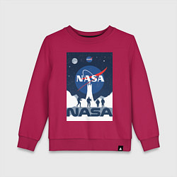 Свитшот хлопковый детский NASA открытия, цвет: маджента