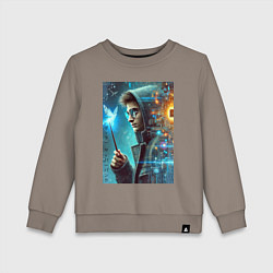 Свитшот хлопковый детский Гарри Поттер - киберпанк, цвет: утренний латте