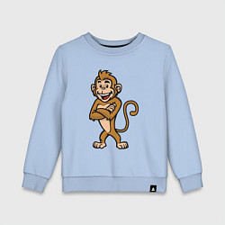 Свитшот хлопковый детский Позитивная мартышка, цвет: мягкое небо