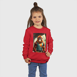 Свитшот хлопковый детский Орангутанг хуманизация, цвет: красный — фото 2