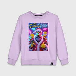 Свитшот хлопковый детский Simpsons new year - ai art fantasy, цвет: лаванда