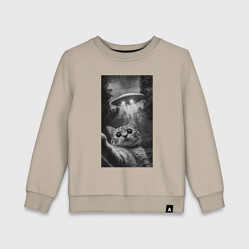 Детский свитшот Котейка и НЛО / Миндальный – фото 1