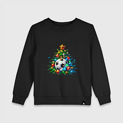 Свитшот хлопковый детский Новогодняя футбольная елка, цвет: черный