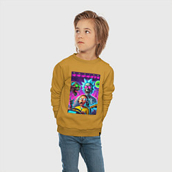 Свитшот хлопковый детский Rick and Morty - racing esports, цвет: горчичный — фото 2