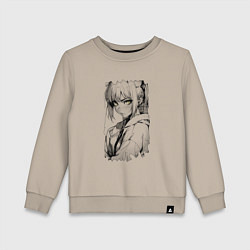 Свитшот хлопковый детский Девушка с блекло-желтыми глазами, цвет: миндальный