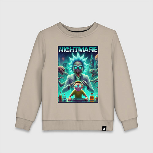 Детский свитшот Morty Smiths nightmare - neon glow / Миндальный – фото 1