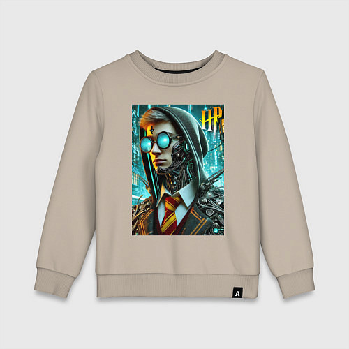 Детский свитшот Cyber Harry Potter - ai art fantasy / Миндальный – фото 1