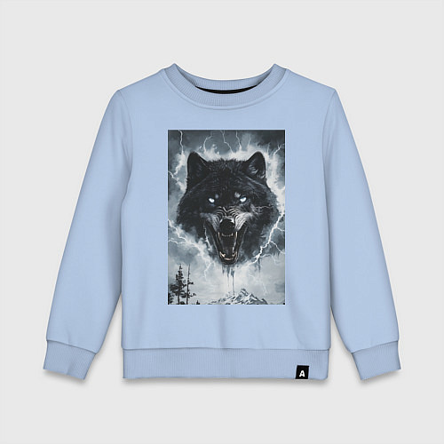 Детский свитшот Волк с оскаленной пастью / Мягкое небо – фото 1