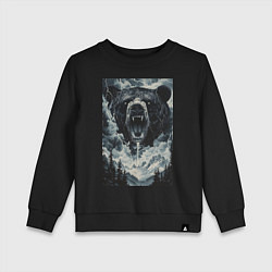 Свитшот хлопковый детский Медведь с оскаленной пастью, цвет: черный