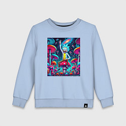 Свитшот хлопковый детский Рик Санчес показывает жест победы, цвет: мягкое небо