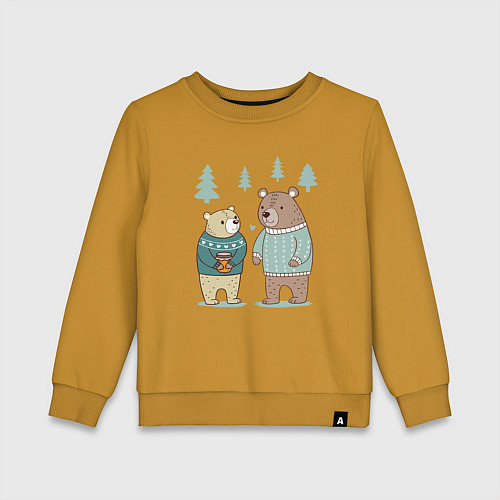 Детский свитшот Медведи-соседи / Горчичный – фото 1