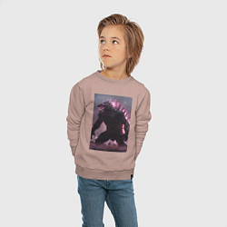 Свитшот хлопковый детский Рев Годзиллы, цвет: пыльно-розовый — фото 2
