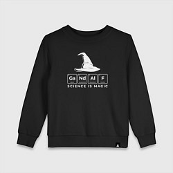 Свитшот хлопковый детский Gendalf science is magic, цвет: черный
