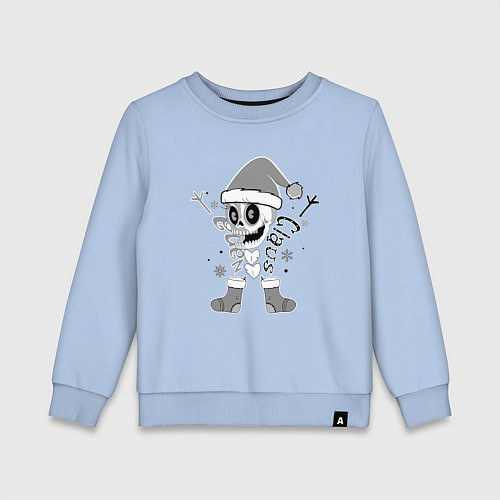 Детский свитшот Новогодний скелетик чб / Мягкое небо – фото 1