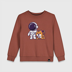 Свитшот хлопковый детский Космонавт и тигрёнок, цвет: кирпичный