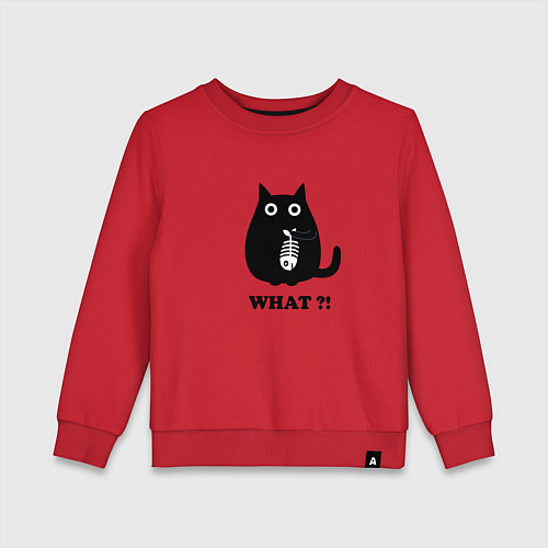 Детский свитшот Кот и скелет рыбы / Красный – фото 1