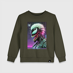 Свитшот хлопковый детский Ребрендинг ядовитой слизи в киберпанк, цвет: хаки
