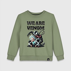 Свитшот хлопковый детский Rick and slime - we are Venom, цвет: авокадо