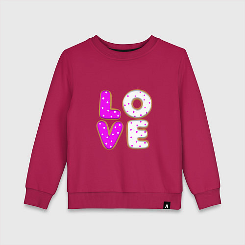 Детский свитшот Love - розовый пряник / Маджента – фото 1
