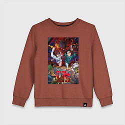 Свитшот хлопковый детский Дандадан: Момо и Кэн, цвет: кирпичный