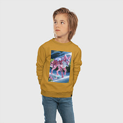 Свитшот хлопковый детский Кристальный волк на снегу, цвет: горчичный — фото 2