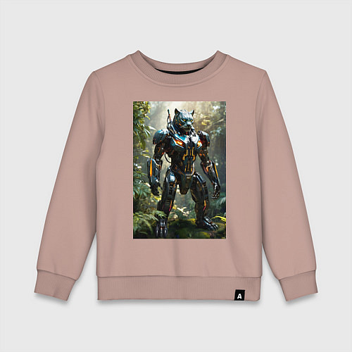 Детский свитшот Кибер-пантера вышла на охоту / Пыльно-розовый – фото 1