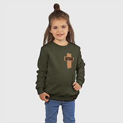 Свитшот хлопковый детский Grunge cross, цвет: хаки — фото 2