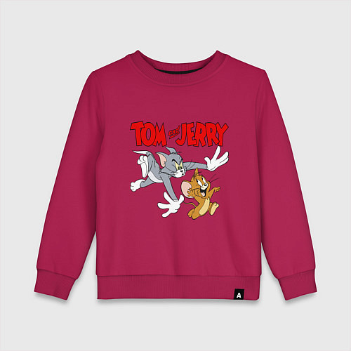 Детский свитшот Том и Джерри - погоня / Маджента – фото 1