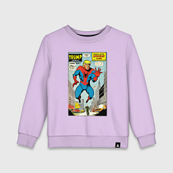 Свитшот хлопковый детский Spider-Trump - ai art fantasy, цвет: лаванда