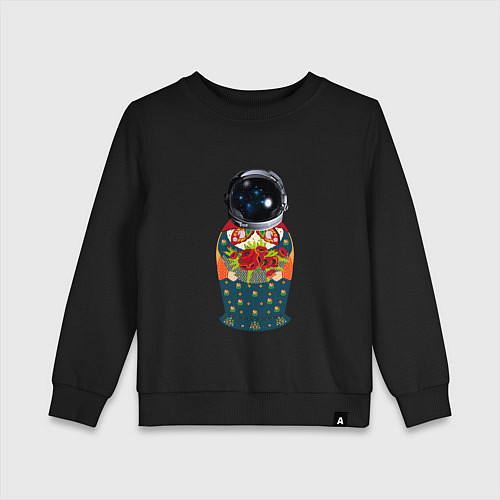 Детский свитшот Матрёшка космонавт / Черный – фото 1