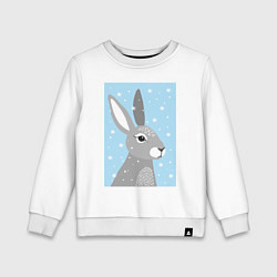 Свитшот хлопковый детский Серый заяц, цвет: белый