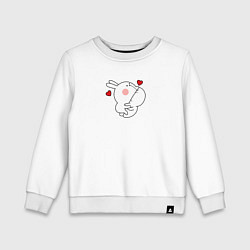 Свитшот хлопковый детский Мультяшный кролик укусил для пары, цвет: белый
