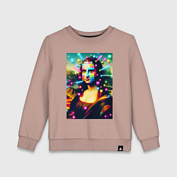 Детский свитшот Мона Лиза и неоновые кубики - стилизация