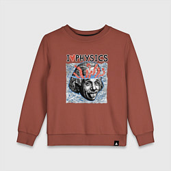 Свитшот хлопковый детский Альберт Эйнштейн показывает язык, цвет: кирпичный
