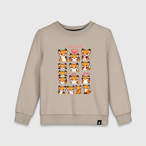 Детский свитшот Лисичка и сердечки / Миндальный – фото 1