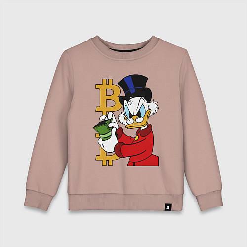 Детский свитшот Duck tales - Scrooge bitcoin / Пыльно-розовый – фото 1