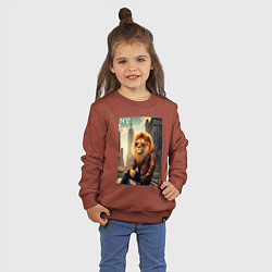 Свитшот хлопковый детский Cool Lion New Yorker - ai art, цвет: кирпичный — фото 2
