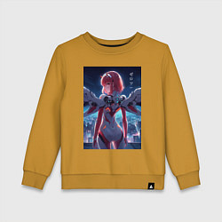 Свитшот хлопковый детский Zero two - Darling in the Franxx - cyberpunk, цвет: горчичный