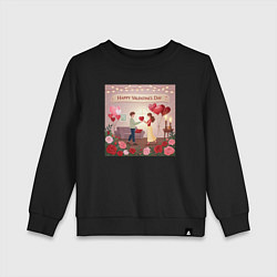 Свитшот хлопковый детский Валентинин день, цвет: черный