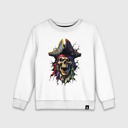Свитшот хлопковый детский Пиратский череп, цвет: белый