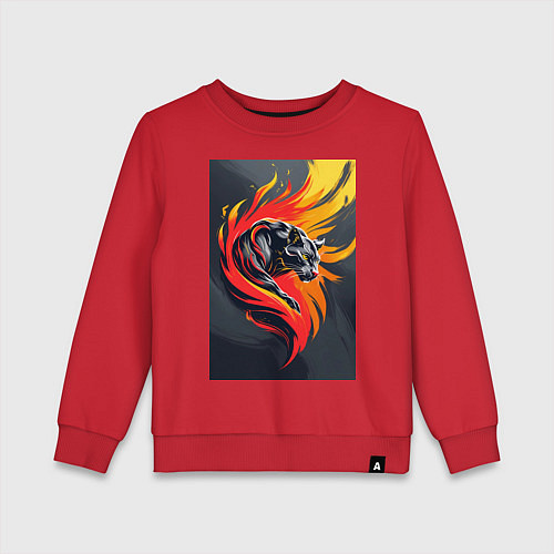 Детский свитшот Пантера в огненном вихре / Красный – фото 1