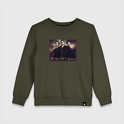Свитшот хлопковый детский Персонажи сериала - Сверхъестественное, цвет: хаки