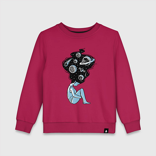 Детский свитшот Космическая девушка / Маджента – фото 1