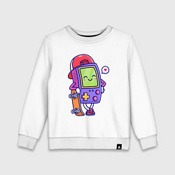 Свитшот хлопковый детский Тетрис скейтер, цвет: белый