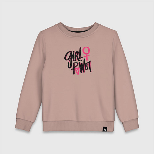 Детский свитшот Girl power black and pink / Пыльно-розовый – фото 1