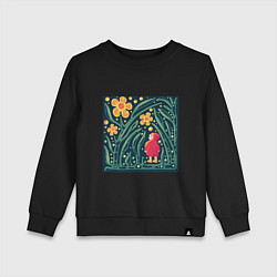 Свитшот хлопковый детский Девочка в волшебном саду, цвет: черный