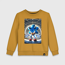 Свитшот хлопковый детский Соник на сексетной базе, цвет: горчичный